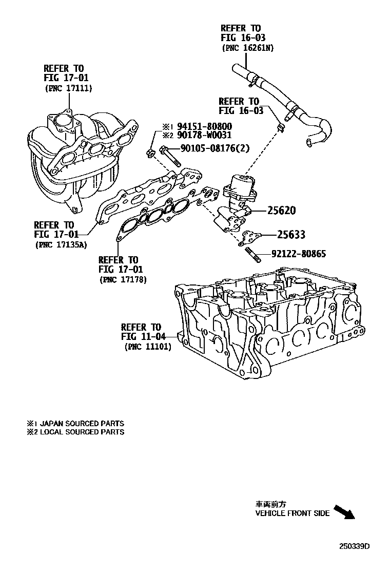 Toyota YARIS 废气再循环系统 EPC diagram — 250339D