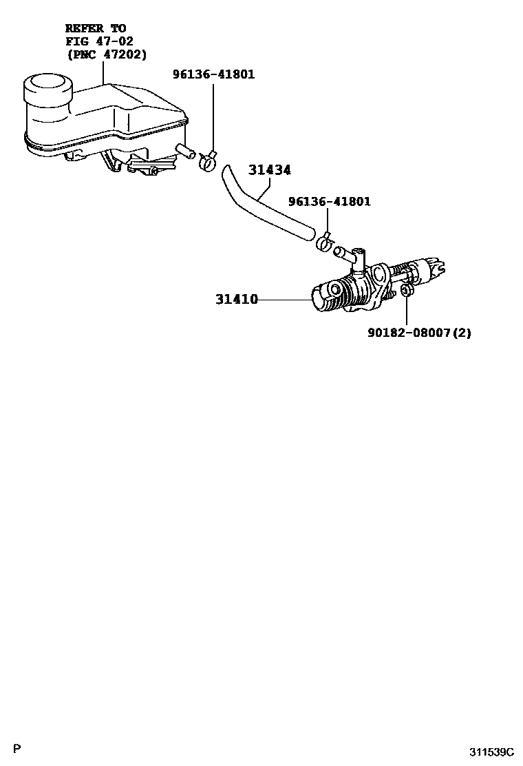 Toyota YARIS 离合器总泵 EPC diagram — 311539C
