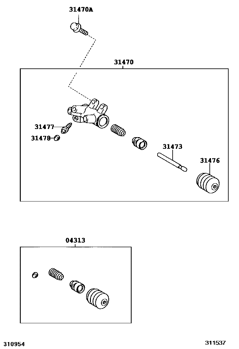Toyota YARIS 离合器分离缸 EPC diagram — 311537