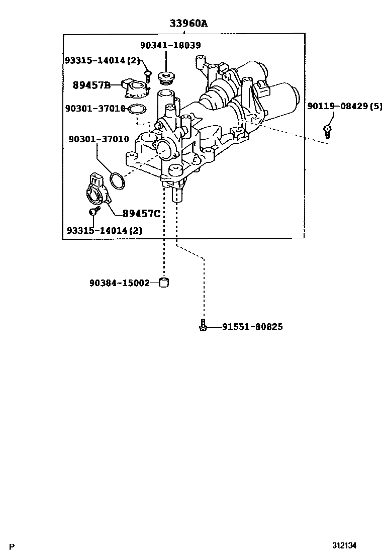 Toyota YARIS 泵和执行器、顺序变速器或多模式手动传动桥 EPC diagram — 312134