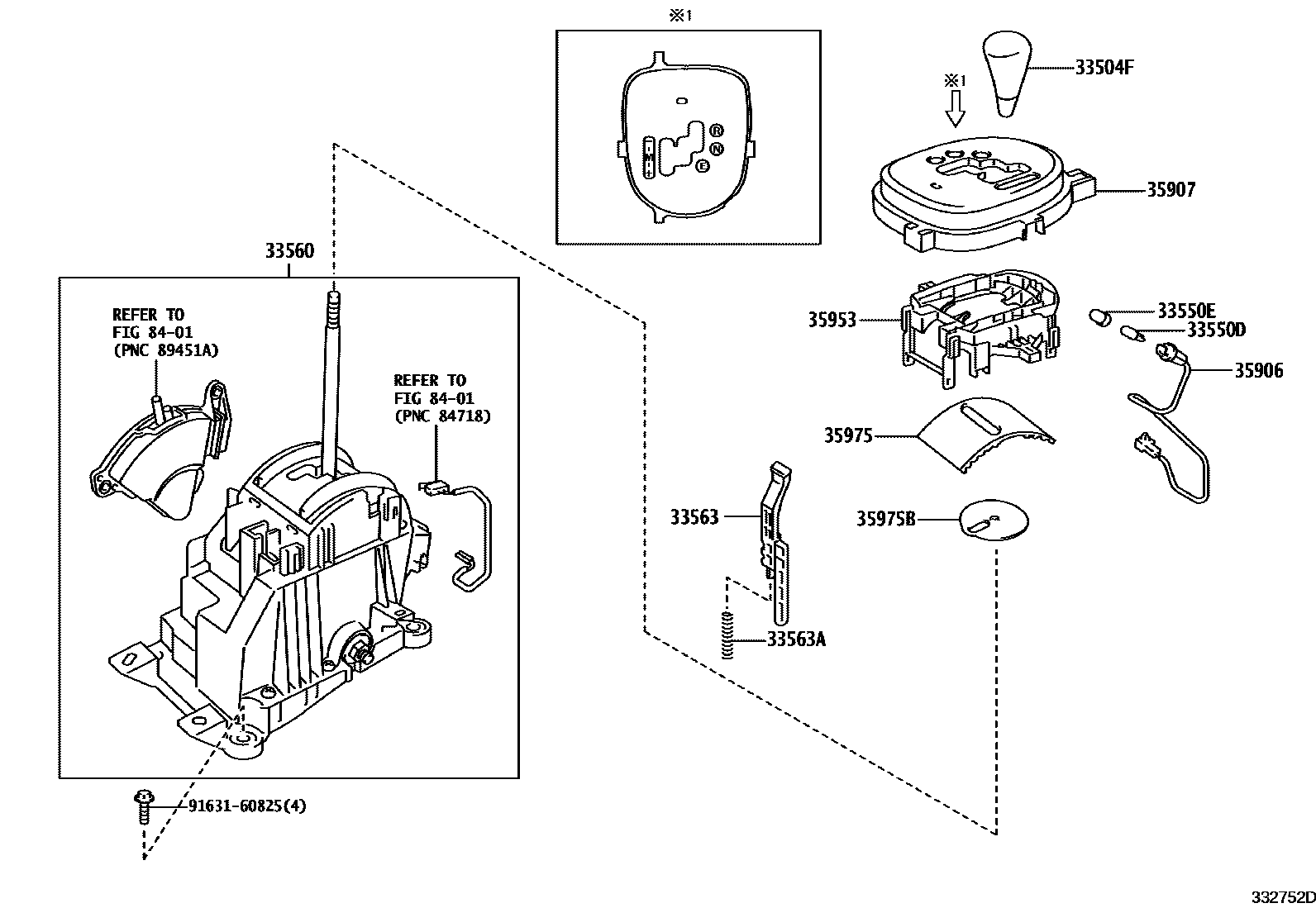 Toyota YARIS Shift Lever & Retainer EPC diagram — 332752D