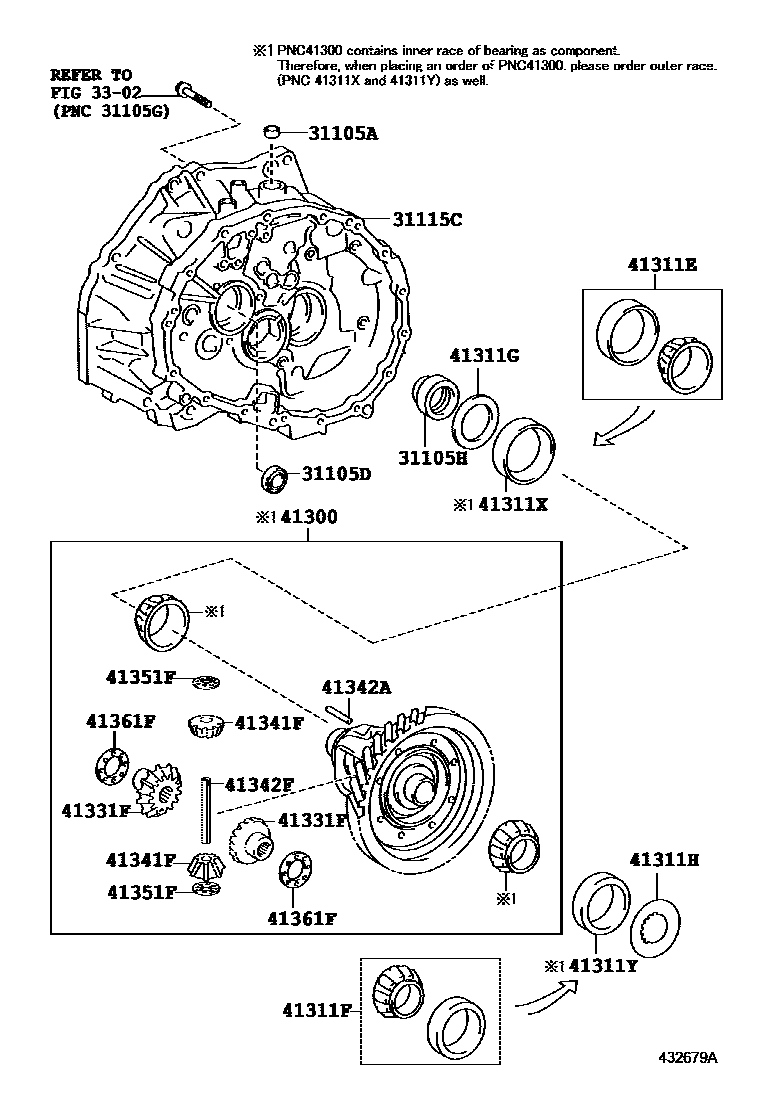 Toyota YARIS 前桥壳和差速器 EPC diagram — 432679K