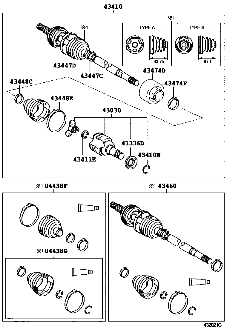 Toyota YARIS Front Drive Shaft EPC diagram — 432021C