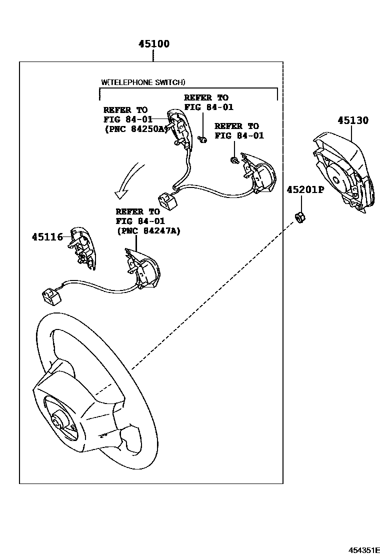 Toyota YARIS Steering Wheel EPC diagram — 454351E