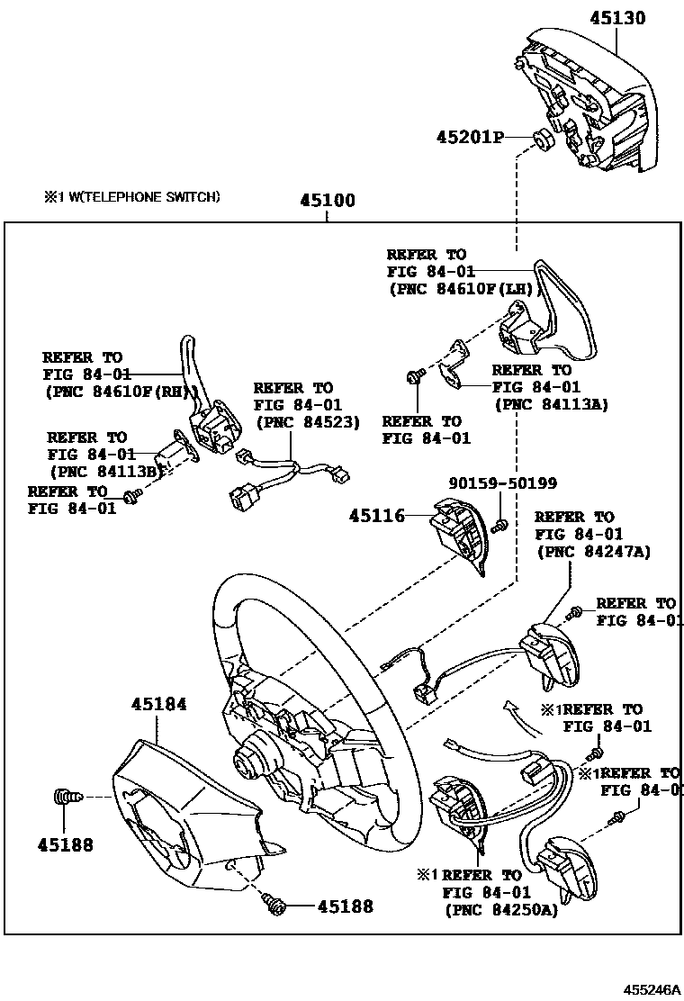 Toyota YARIS Steering Wheel EPC diagram — 455246A
