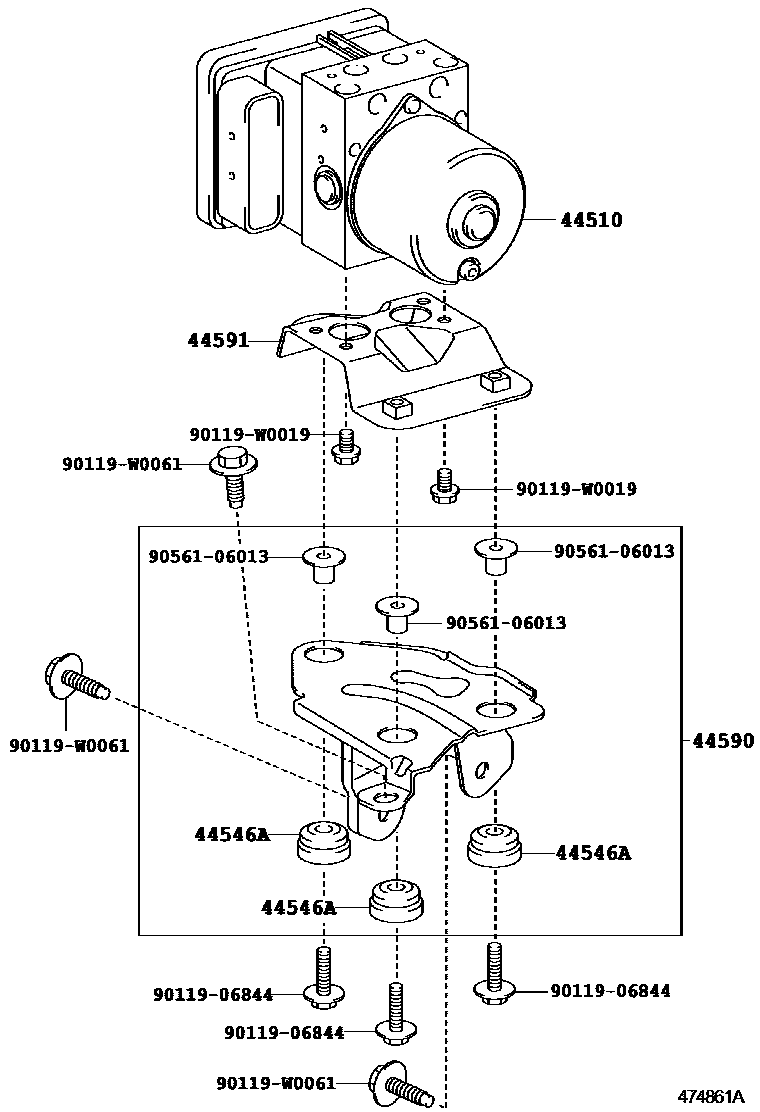 Toyota YARIS 制动配管和卡箍 EPC diagram — 474861A