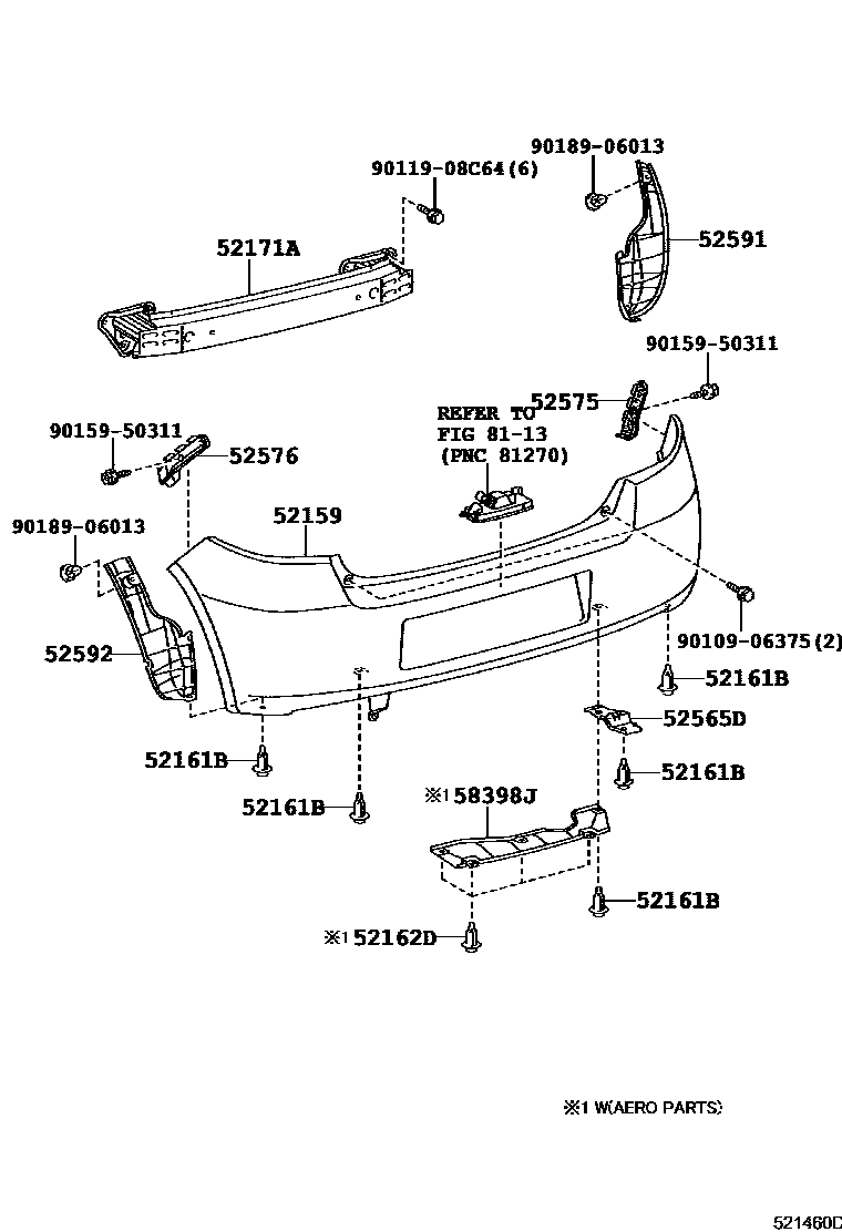 Toyota YARIS 后保险杠及附件 EPC diagram — 521460D
