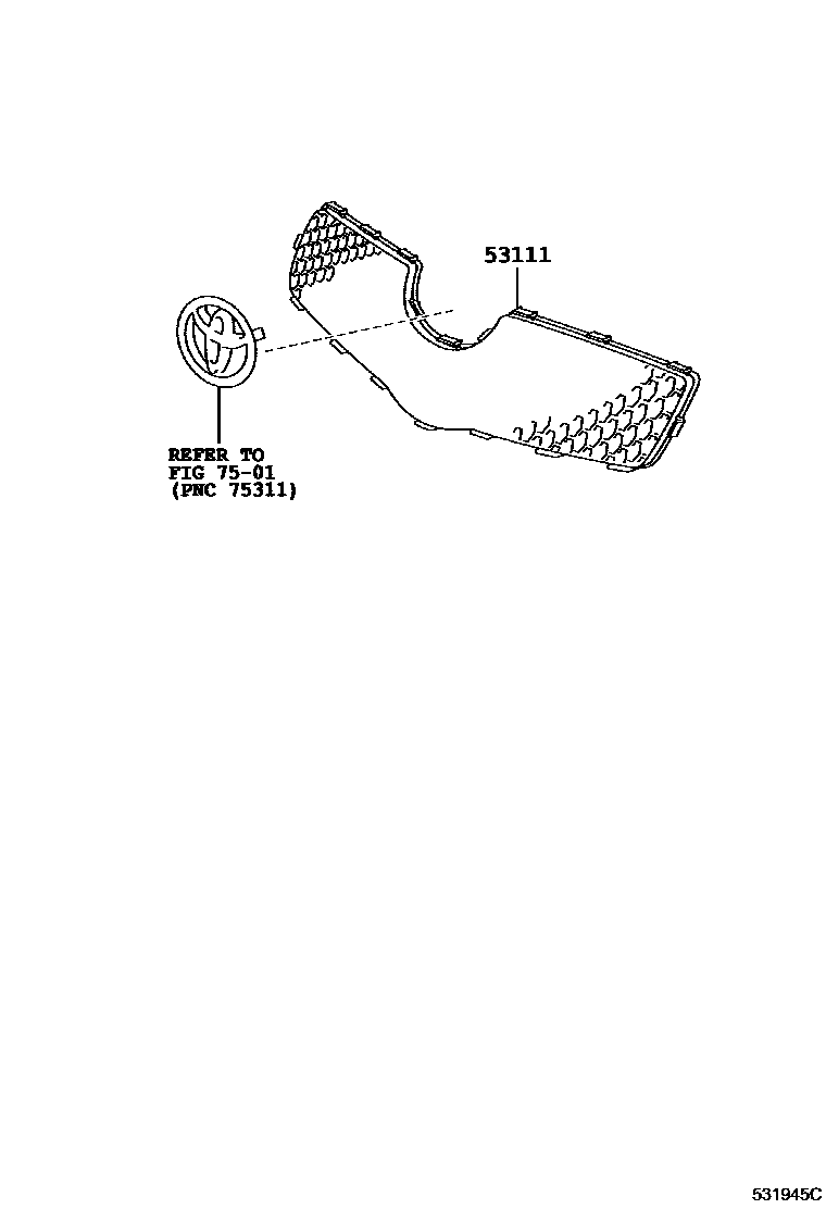 Toyota YARIS radiator grille EPC diagram — 531945C