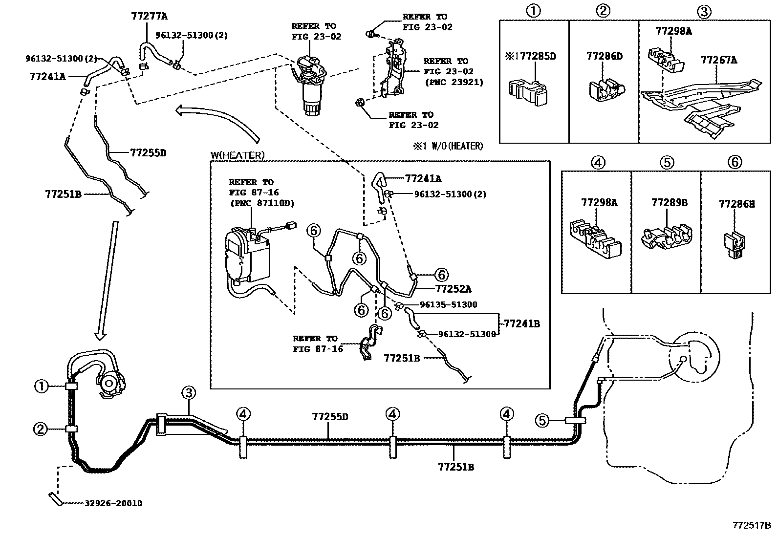Toyota YARIS 燃油箱和燃油管 EPC diagram — 772517B