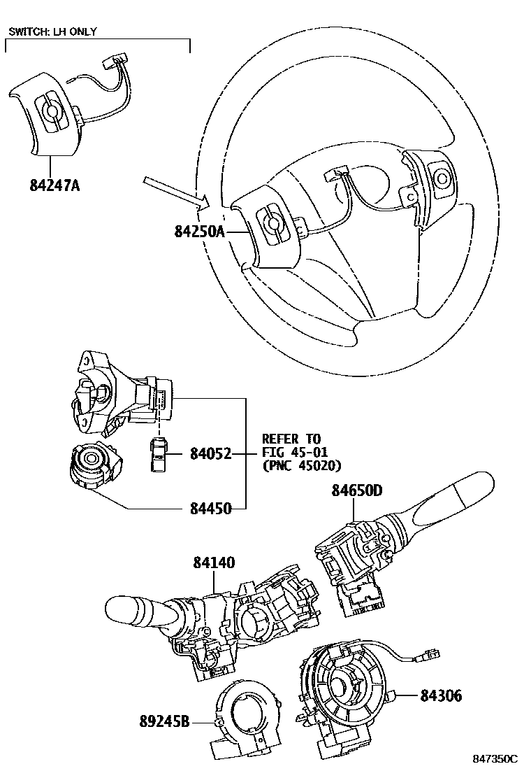 Toyota YARIS 开关和继电器和ECU EPC diagram — 847350C