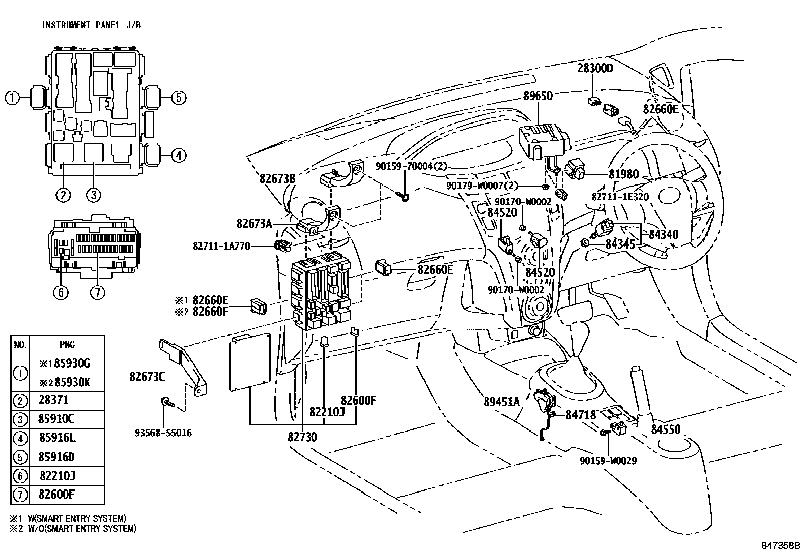 Toyota YARIS 开关和继电器和ECU EPC diagram — 847358B