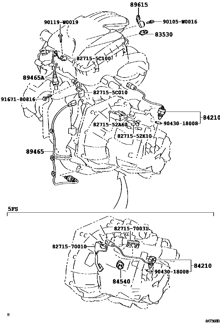 Toyota YARIS 开关和继电器和ECU EPC diagram — 847360B