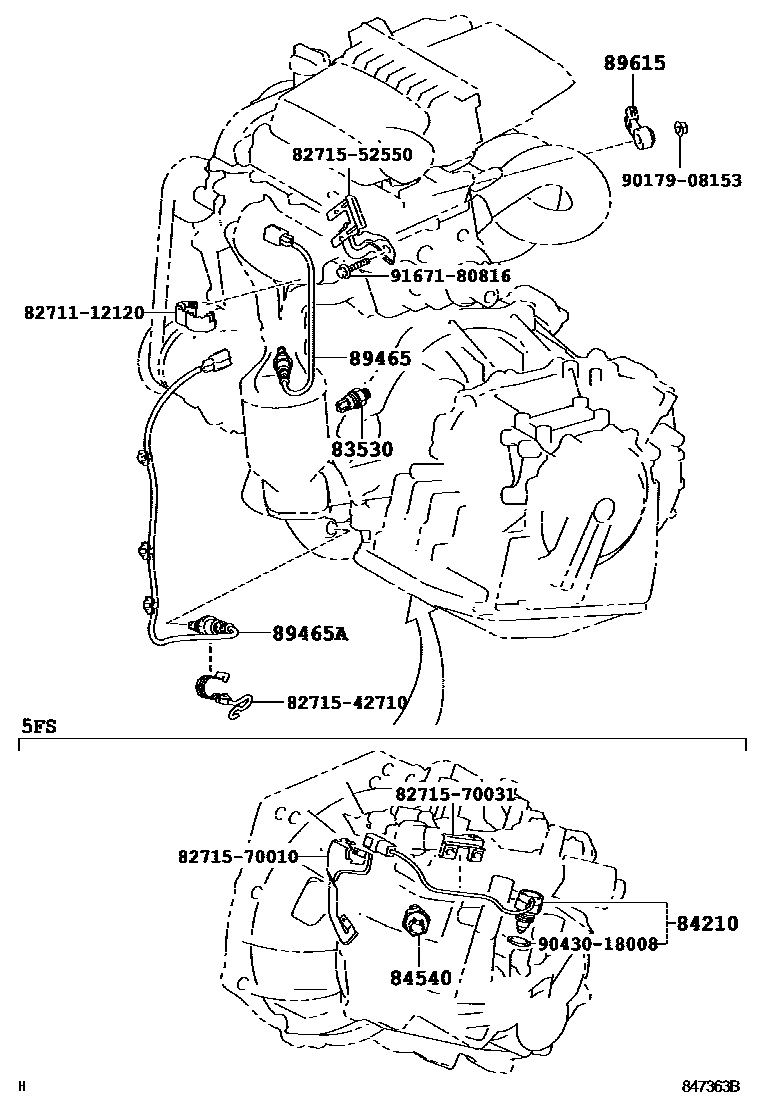 Toyota YARIS 开关和继电器和ECU EPC diagram — 847363B