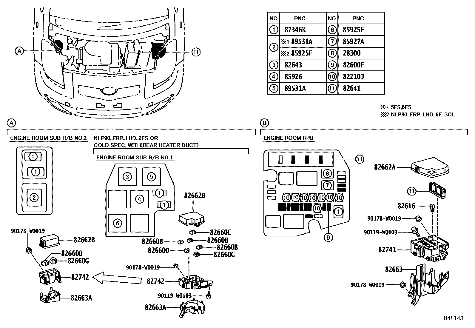 Toyota YARIS 开关和继电器和ECU EPC diagram — 84L143