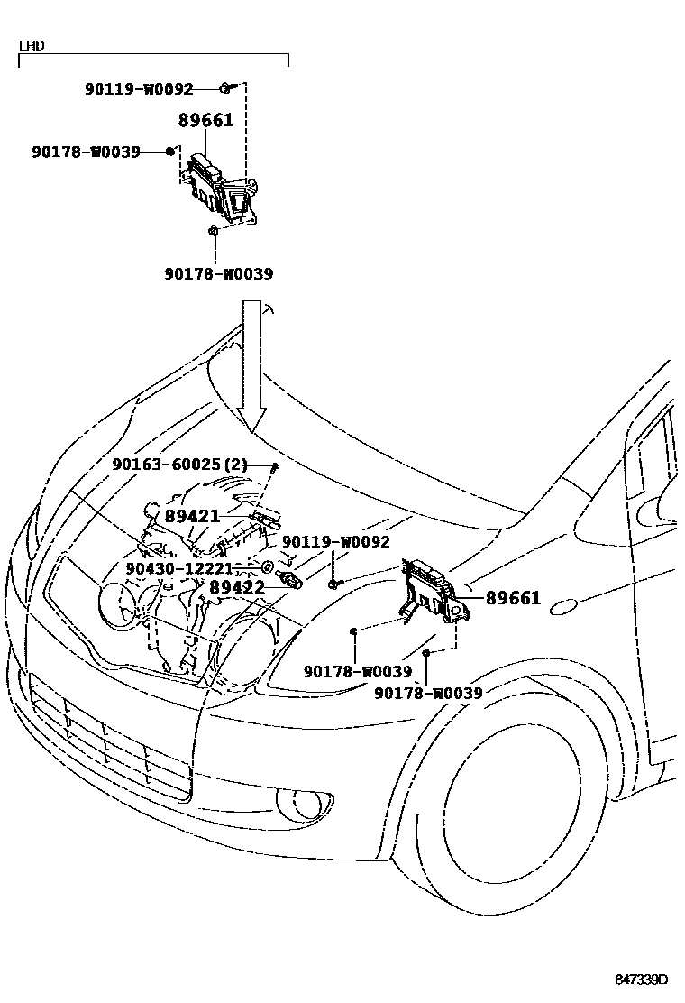 Toyota YARIS 电子燃油喷射系统 EPC diagram — 847339D
