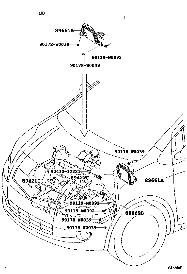 Toyota YARIS 电子控制柴油机(ECD) EPC diagram — 847345B