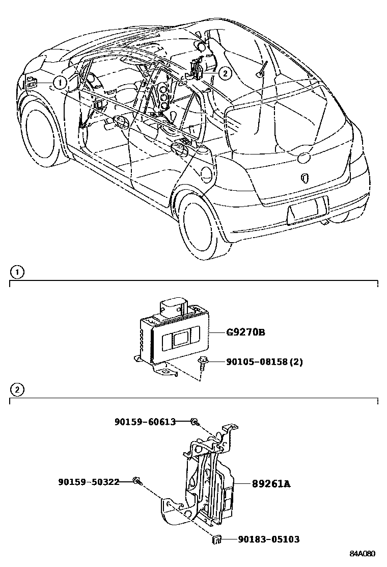 Toyota YARIS 电子控制系统 EPC diagram — 84A080