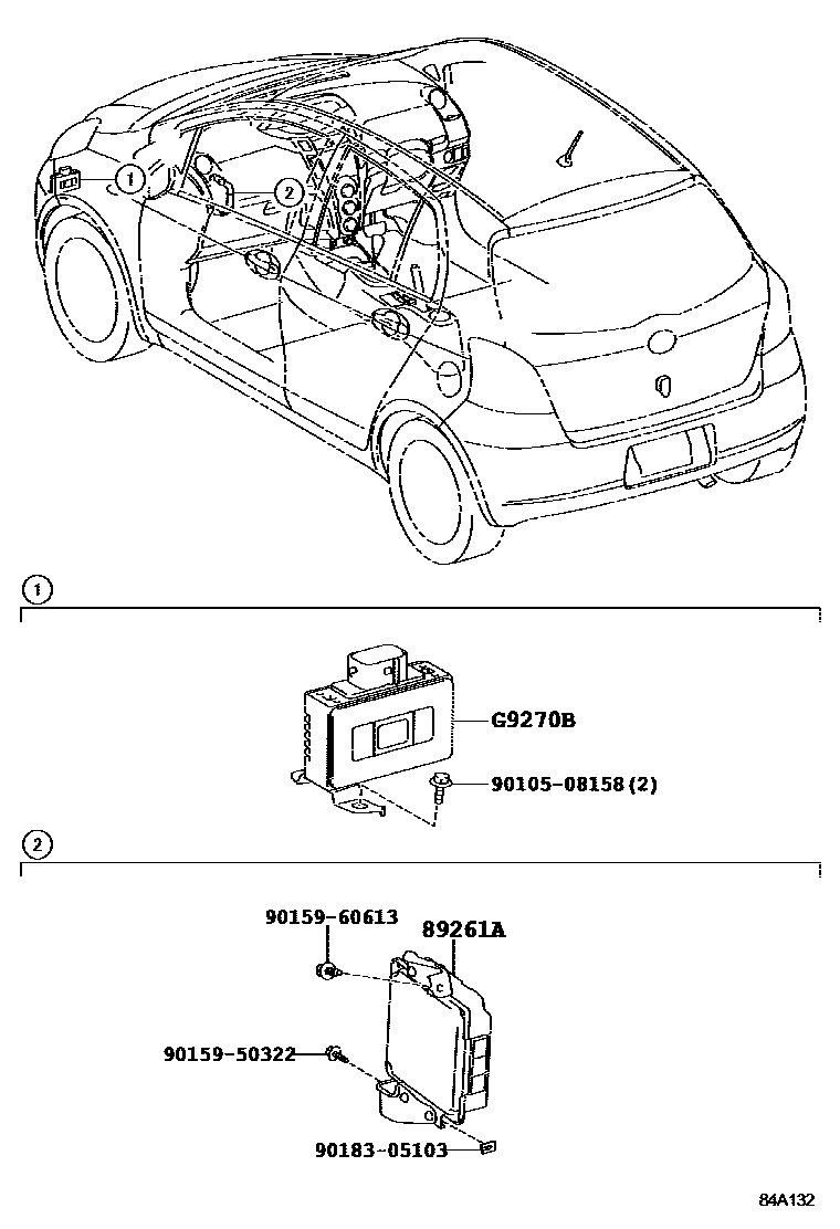 Toyota YARIS 电子控制系统 EPC diagram — 84A132