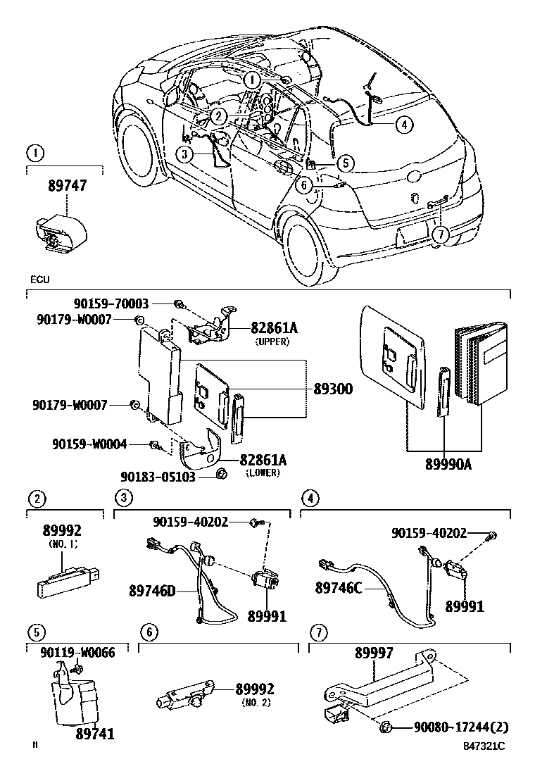 Toyota YARIS 遥控门锁 EPC diagram — 847321C