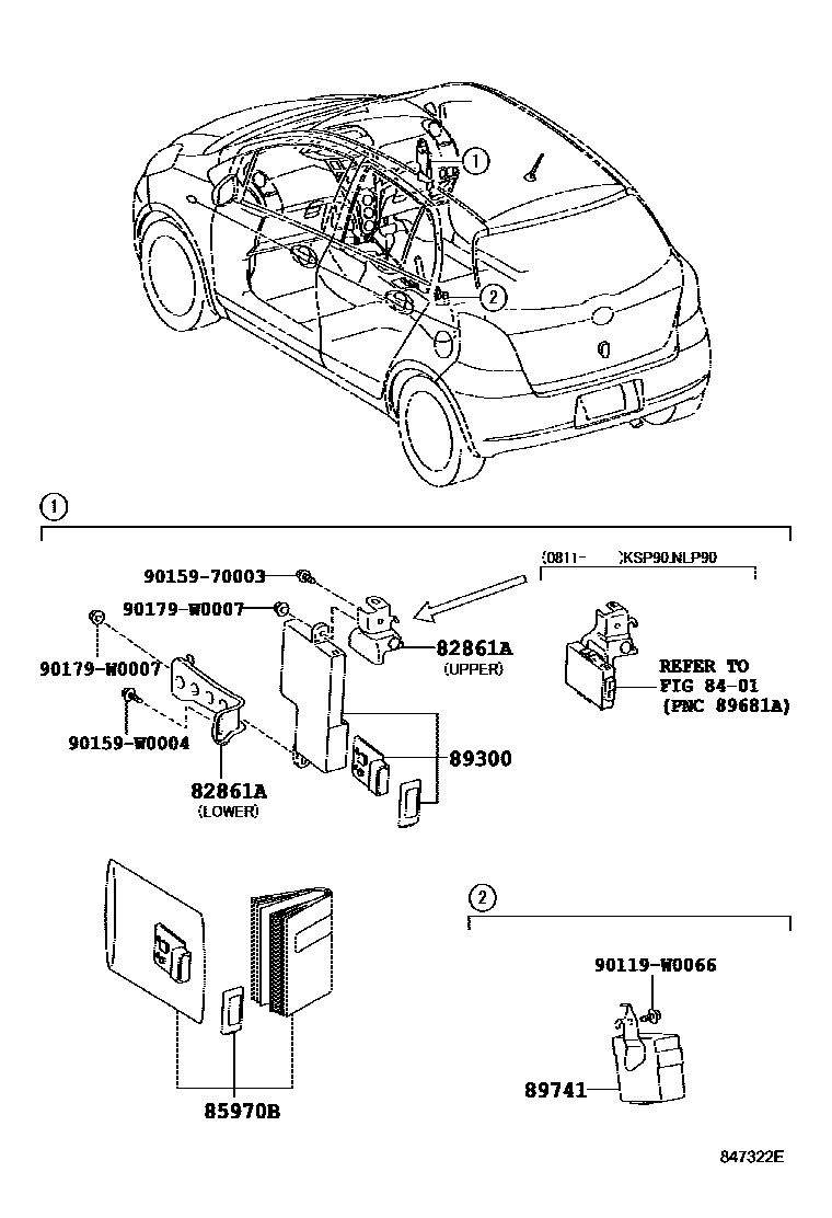Toyota YARIS 遥控门锁 EPC diagram — 847322E