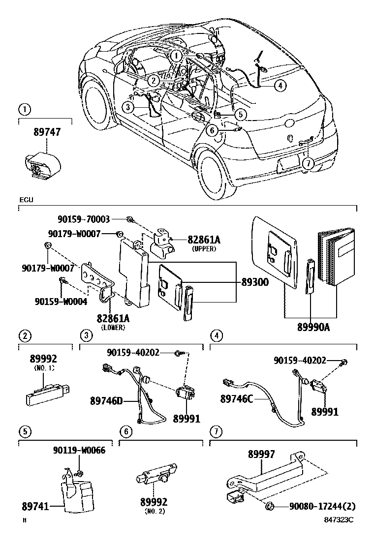 Toyota YARIS 遥控门锁 EPC diagram — 847323C