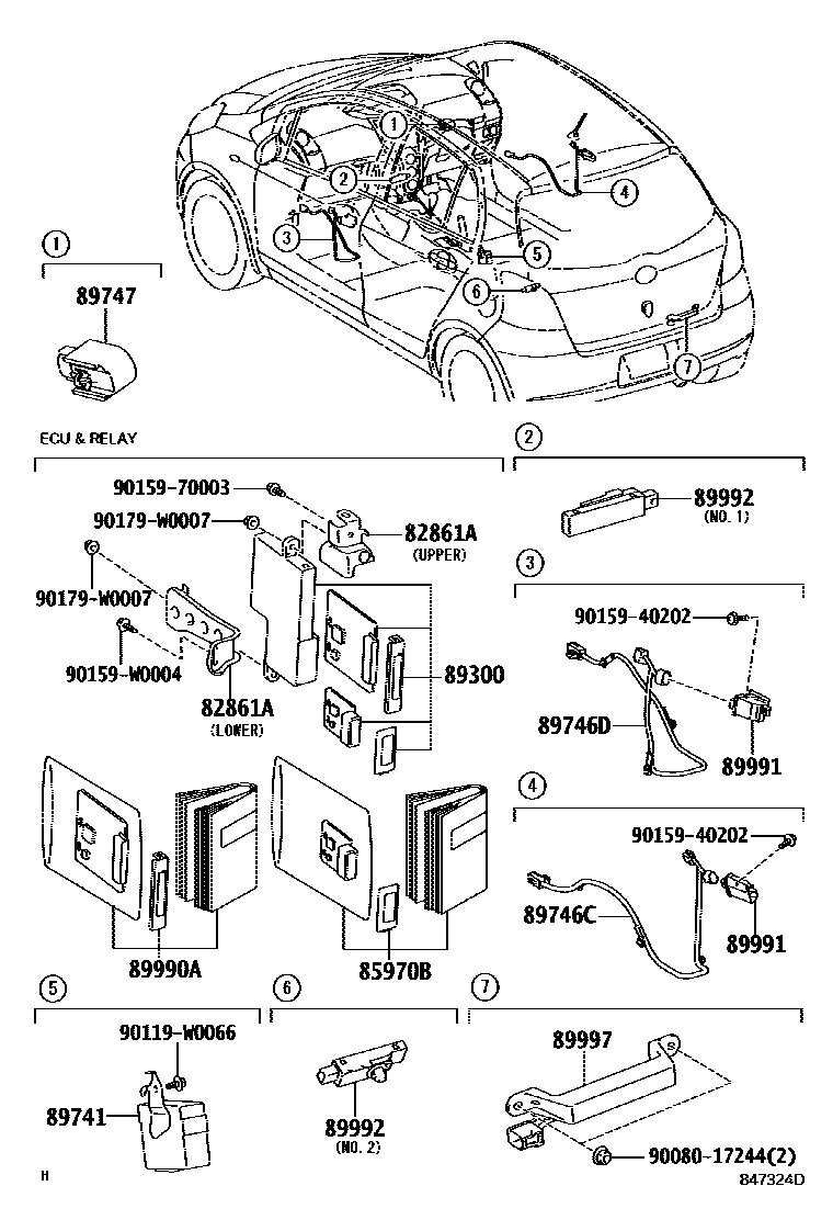 Toyota YARIS 遥控门锁 EPC diagram — 847324D