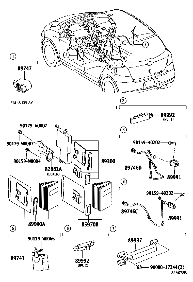 Toyota YARIS 遥控门锁 EPC diagram — 84A078B