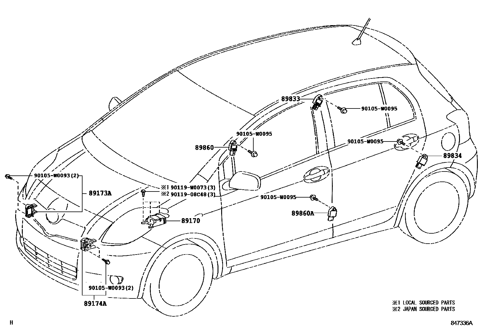 Toyota YARIS 空气囊 EPC diagram — 847336A