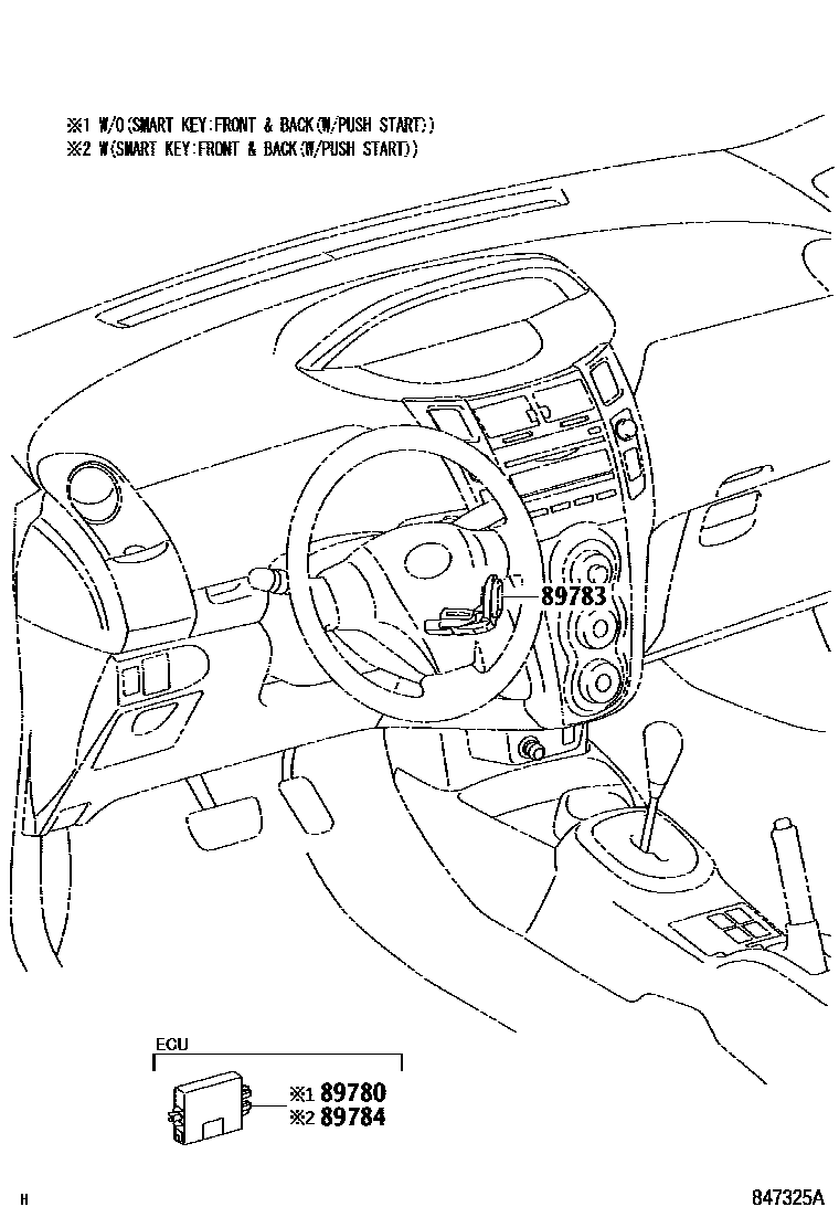 Toyota YARIS 防盗装置 EPC diagram — 847325A