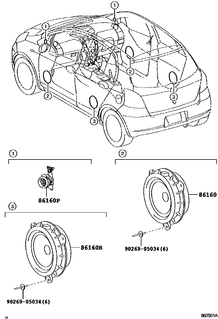 Toyota YARIS 扬声器 EPC diagram — 862501A