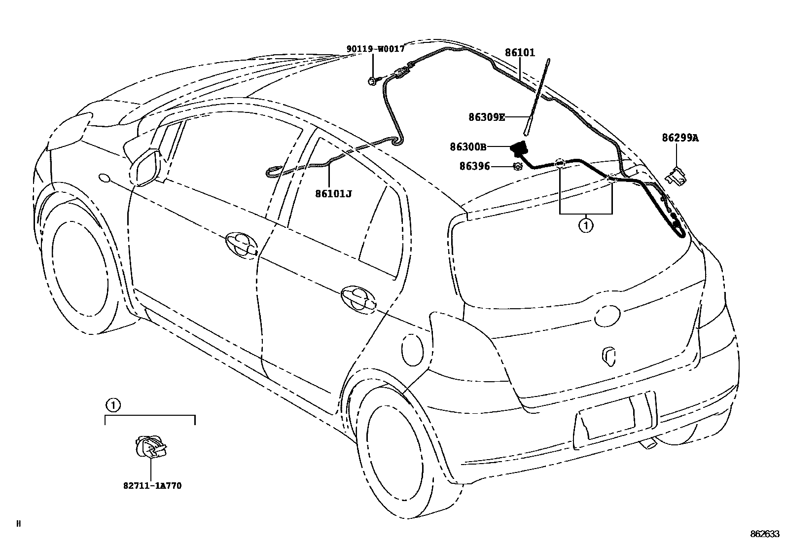 Toyota YARIS antenna EPC diagram — 862633