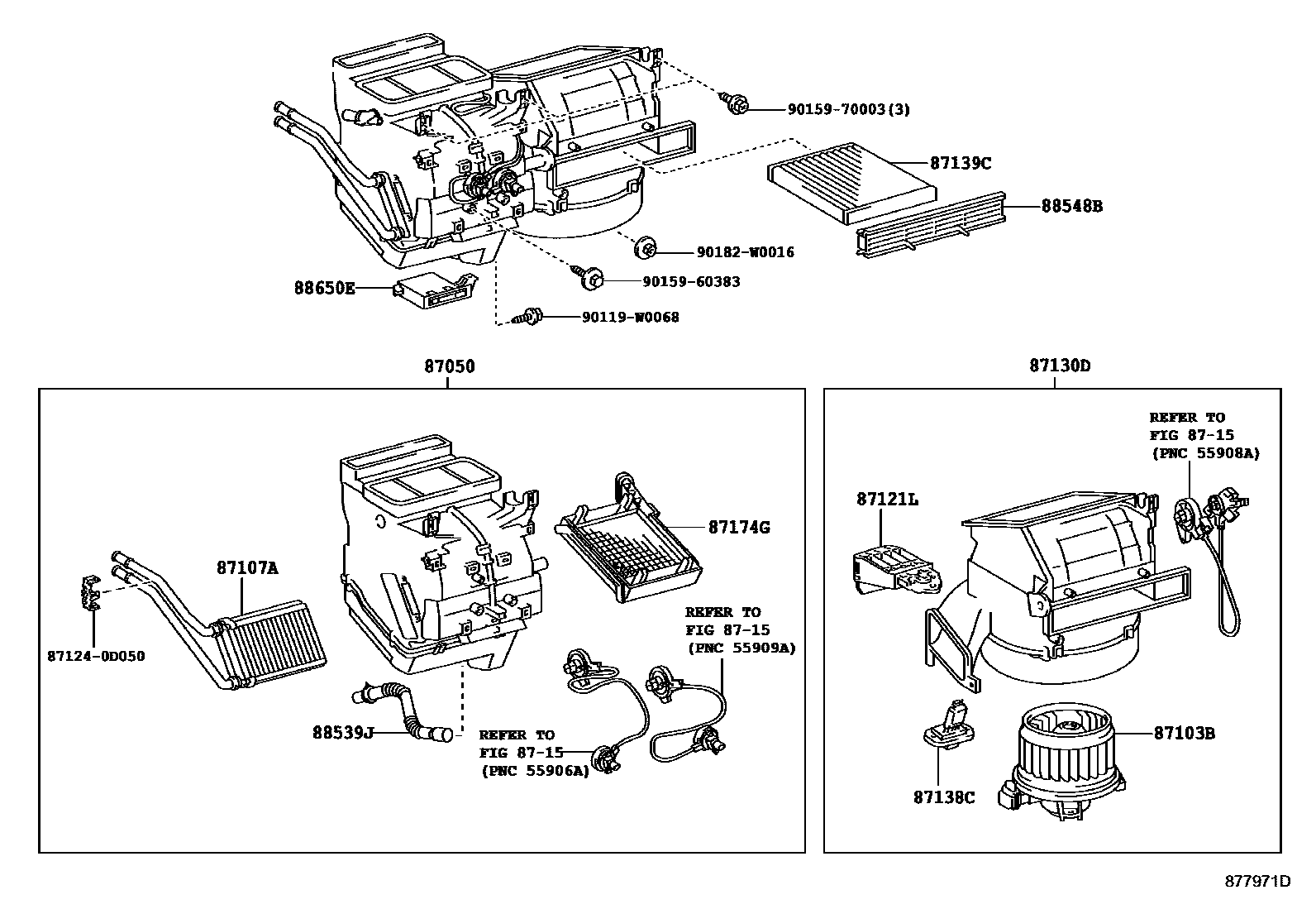 Toyota YARIS 暖风和空调系统 - 冷却器组件 EPC diagram — 877971D