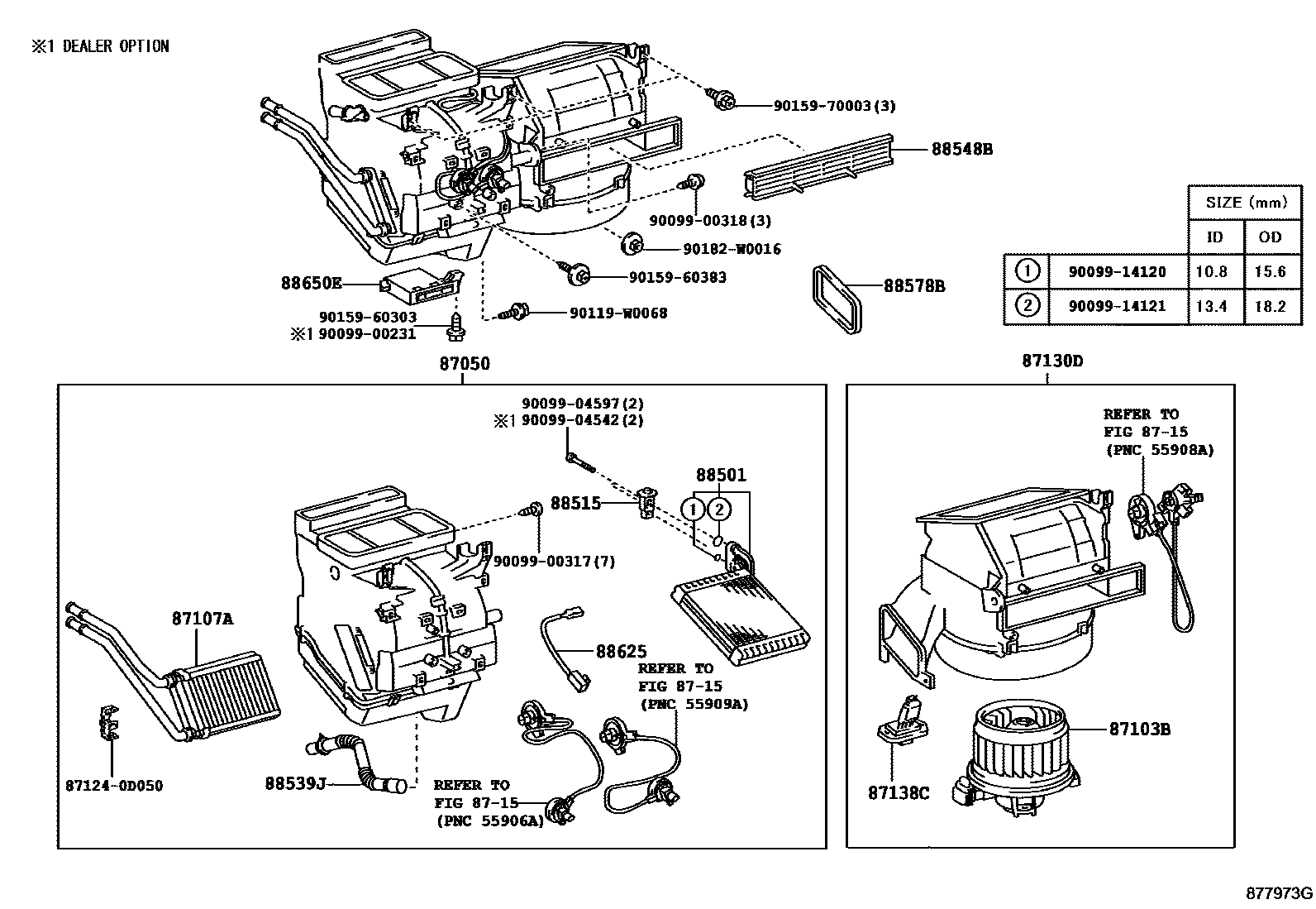 Toyota YARIS 暖风和空调系统 - 冷却器组件 EPC diagram — 877973G