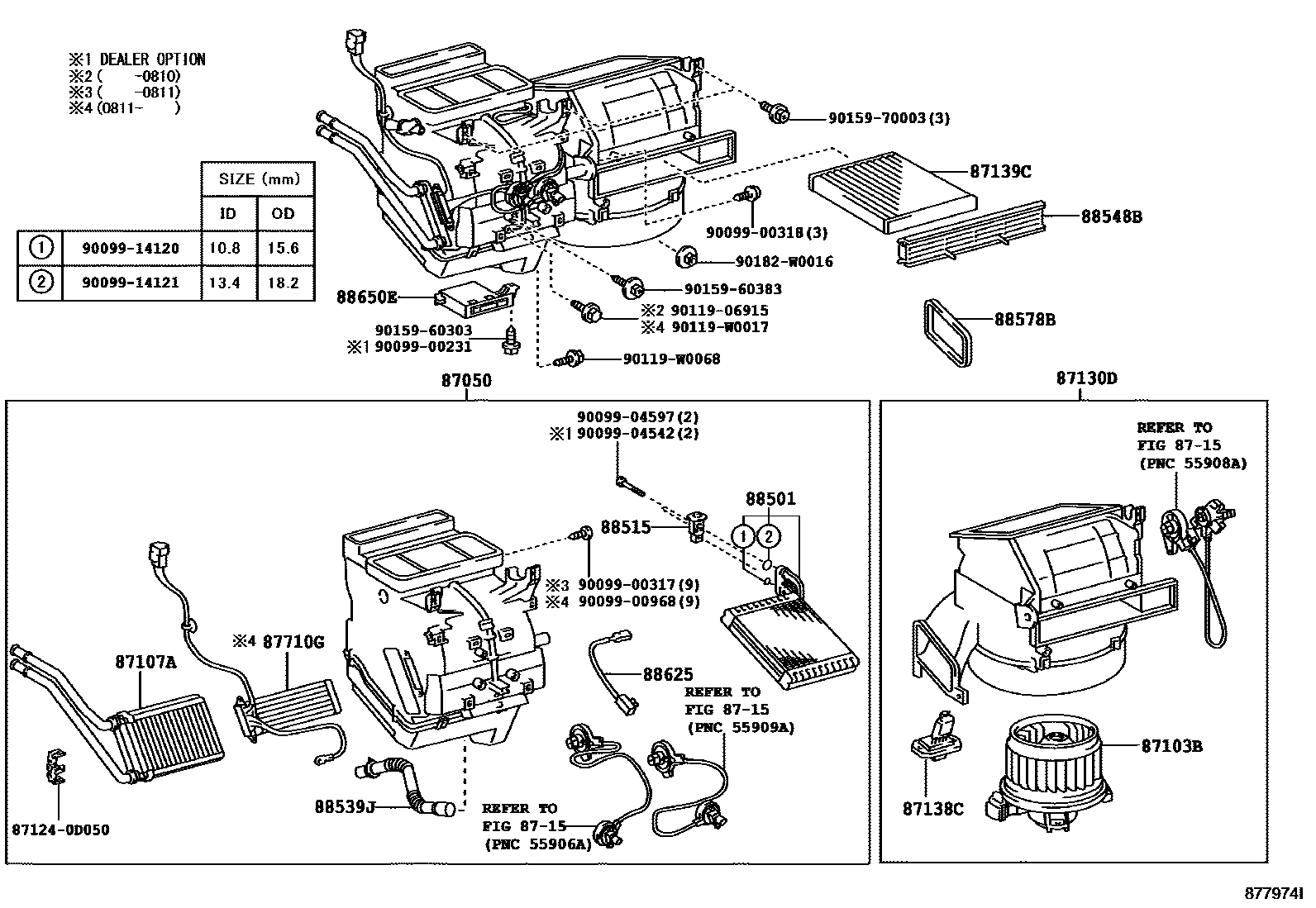 Toyota YARIS 暖风和空调系统 - 冷却器组件 EPC diagram — 877974I