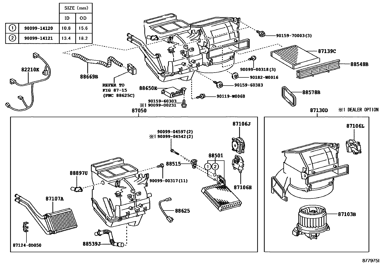 Toyota YARIS 暖风和空调系统 - 冷却器组件 EPC diagram — 877975I