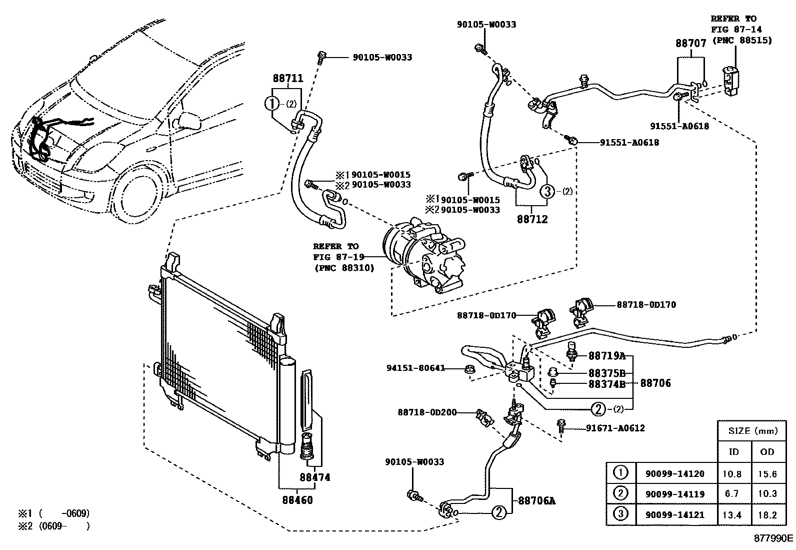 Toyota YARIS Heating & Air Conditioning - Cooler Piping EPC diagram — 877990E