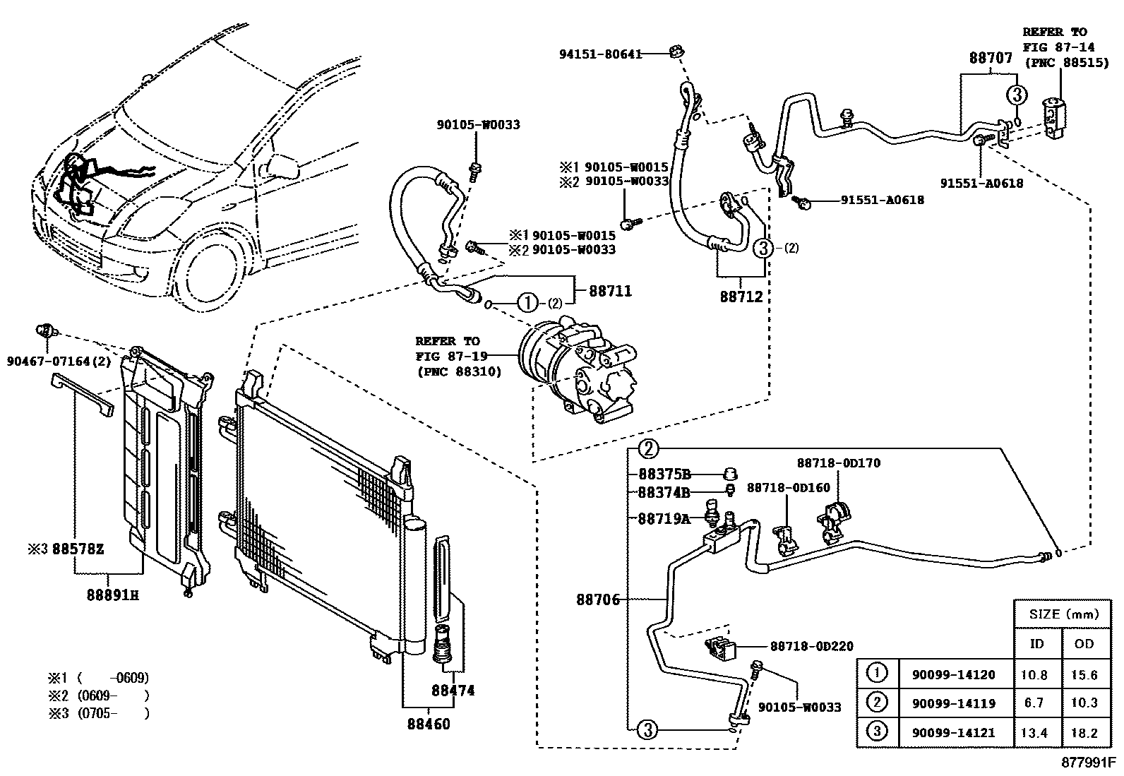 Toyota YARIS Heating & Air Conditioning - Cooler Piping EPC diagram — 877991F