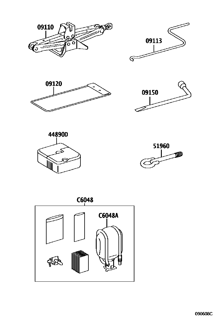 Toyota YARIS Standard Tools EPC diagram — 090608C