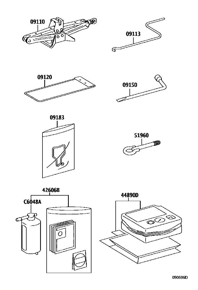 Toyota YARIS Standard Tools EPC diagram — 090696D