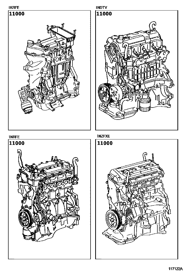 Toyota YARIS Partial Engine Assembly EPC diagram — 117122A