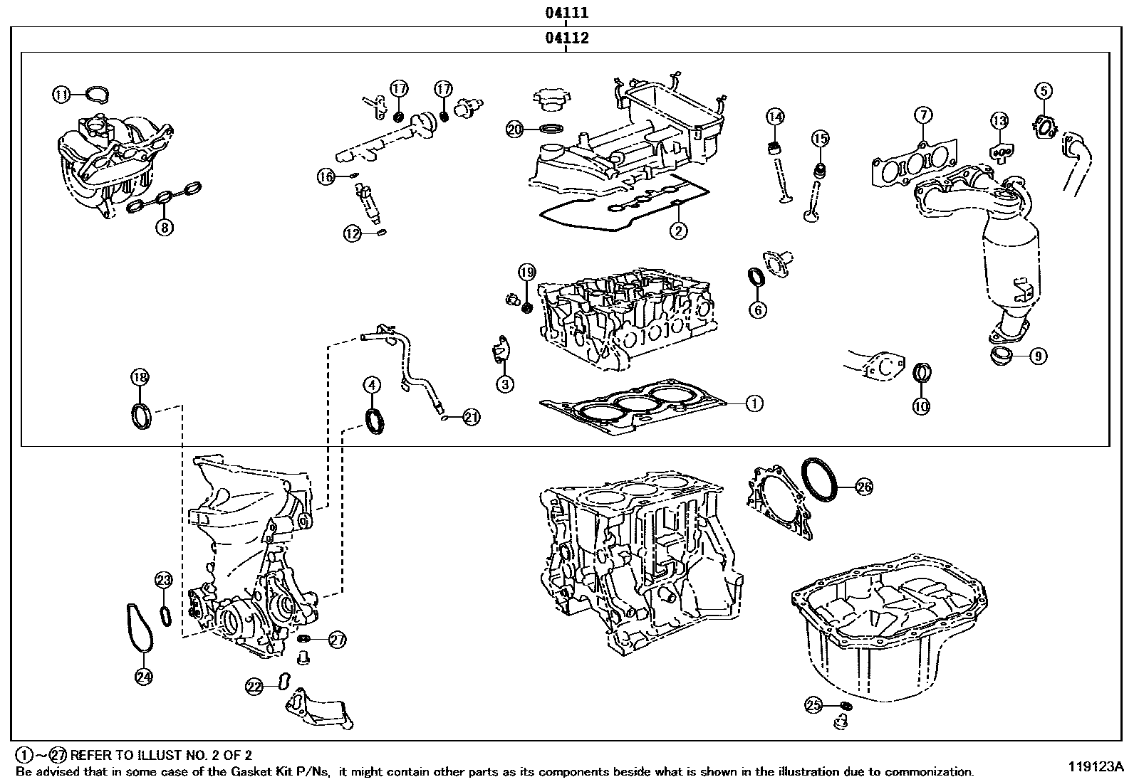 Toyota YARIS Engine Overhaul Gasket Kit EPC diagram — 119123A