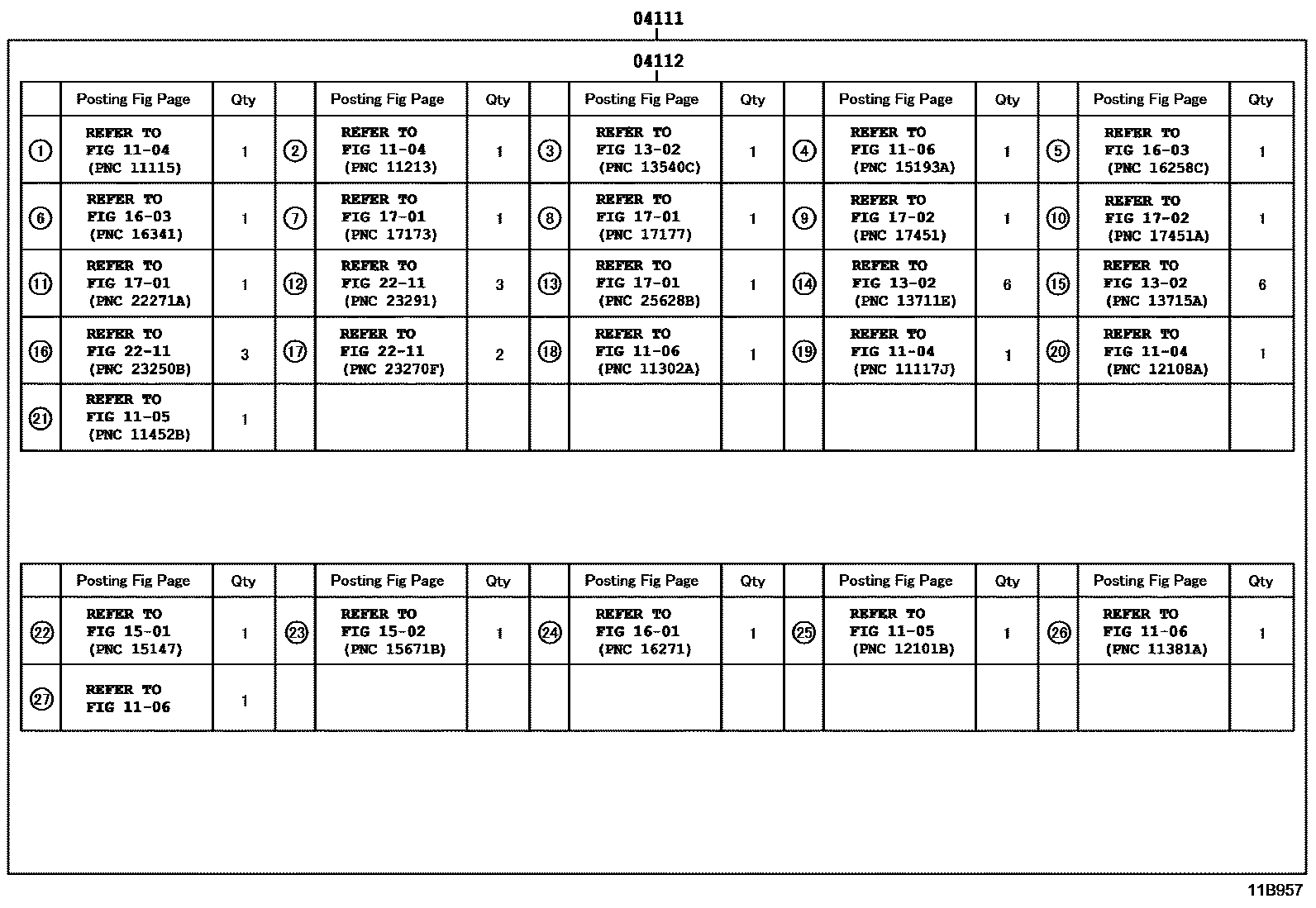 Toyota YARIS Engine Overhaul Gasket Kit EPC diagram — 11B957