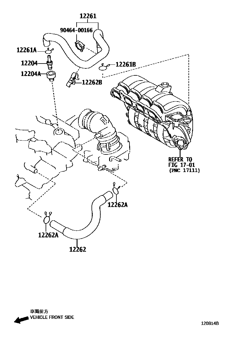 Toyota YARIS Ventilation Hose EPC diagram — 120814B