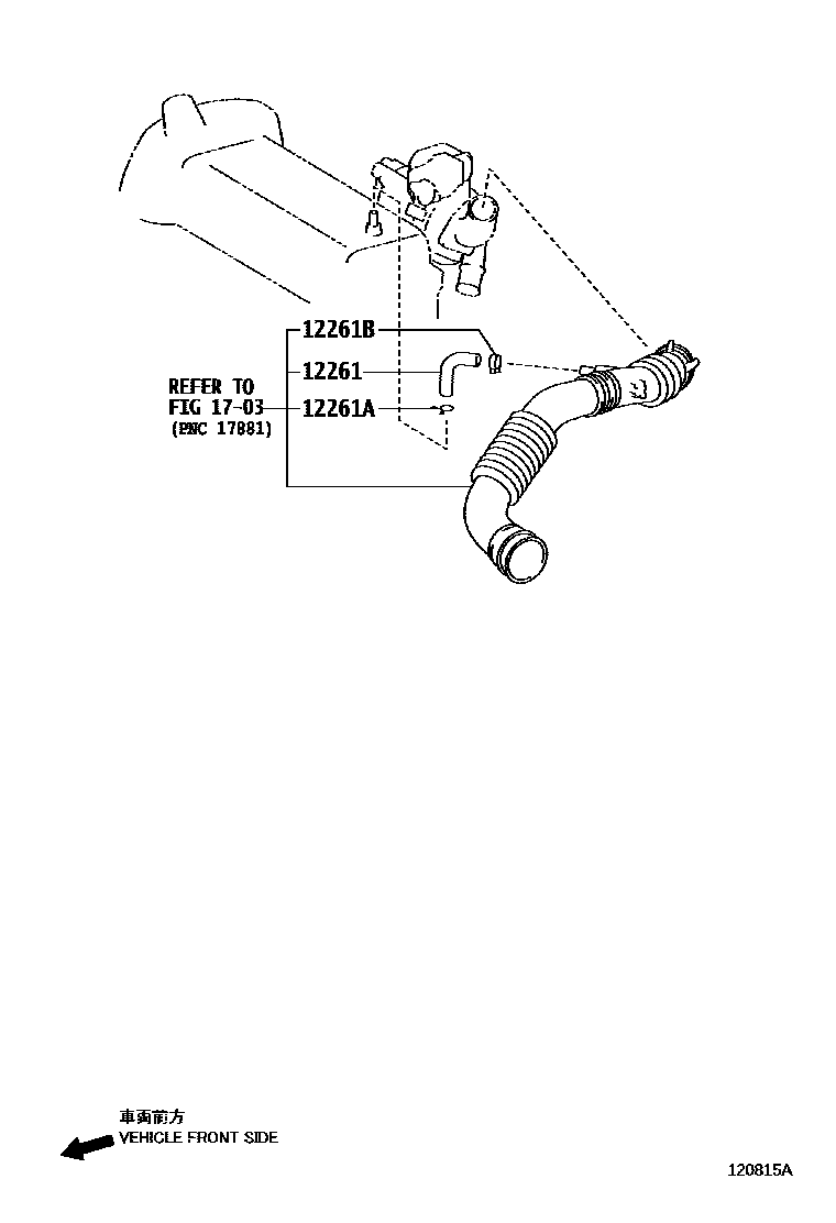 Toyota YARIS Ventilation Hose EPC diagram — 120815A