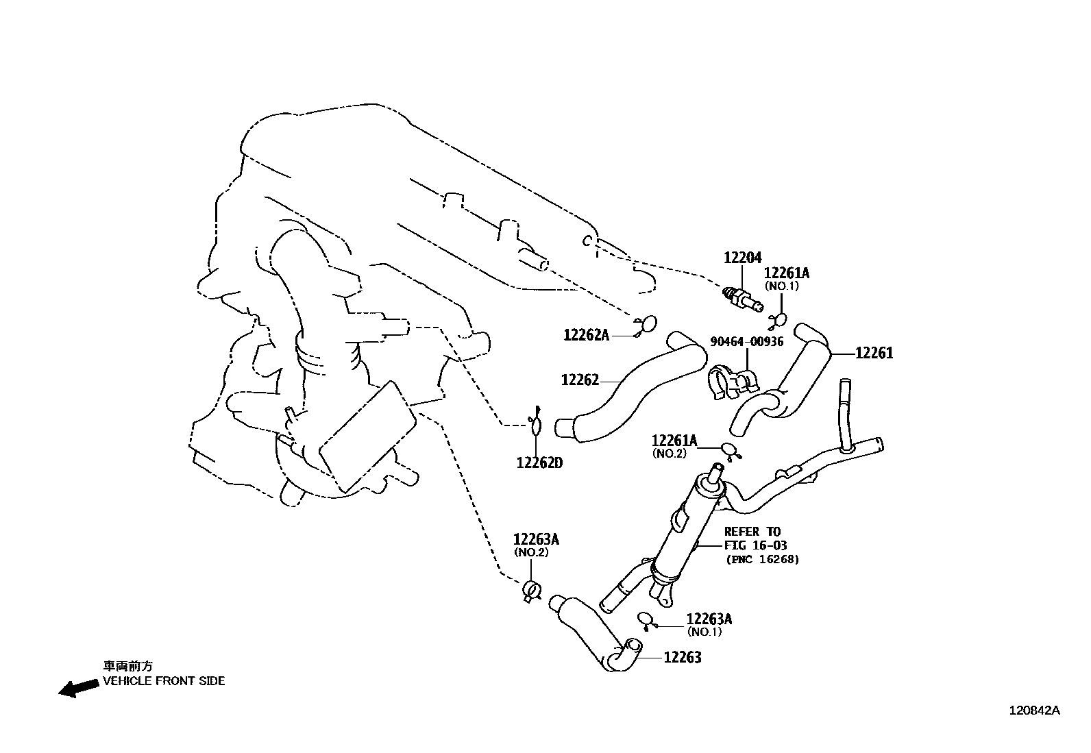 Toyota YARIS Ventilation Hose EPC diagram — 120842A