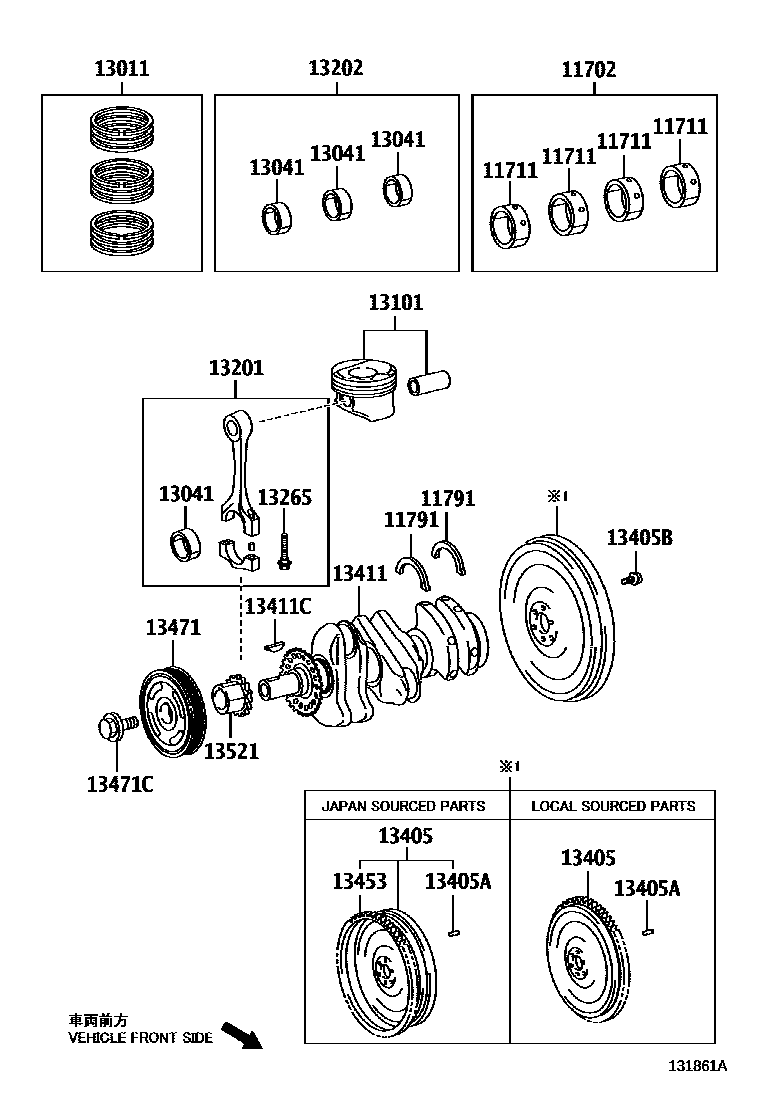 Toyota YARIS Crankshaft & Piston EPC diagram — 131861A