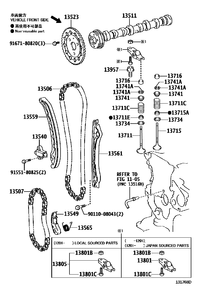 Toyota YARIS Camshaft & Valve EPC diagram — 131768D