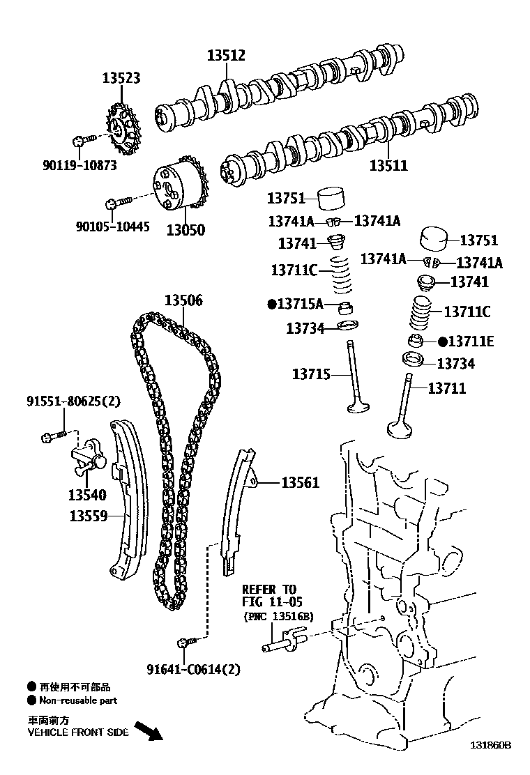 Toyota YARIS Camshaft & Valve EPC diagram — 131860B