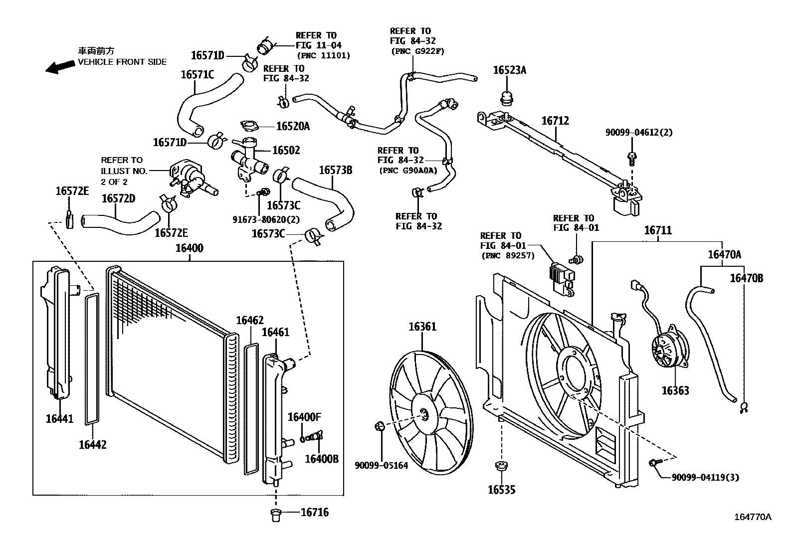 Toyota YARIS RADIATOR & WATER OUTLET EPC diagram — 164770A