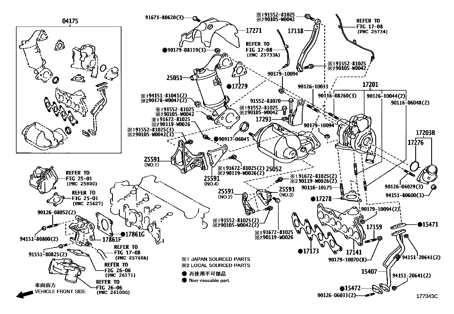 Toyota YARIS Manifold EPC diagram — 177343C